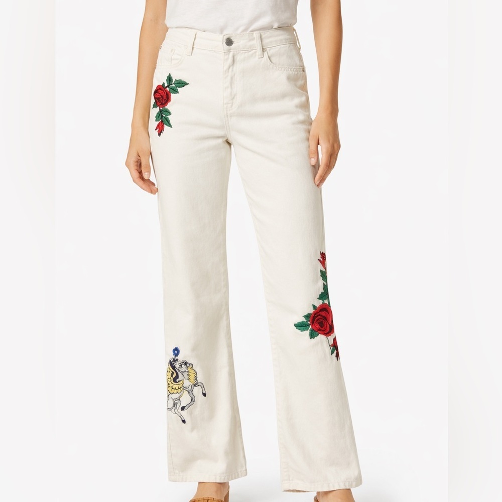 Johnny Was Embroidered Flare Jeans